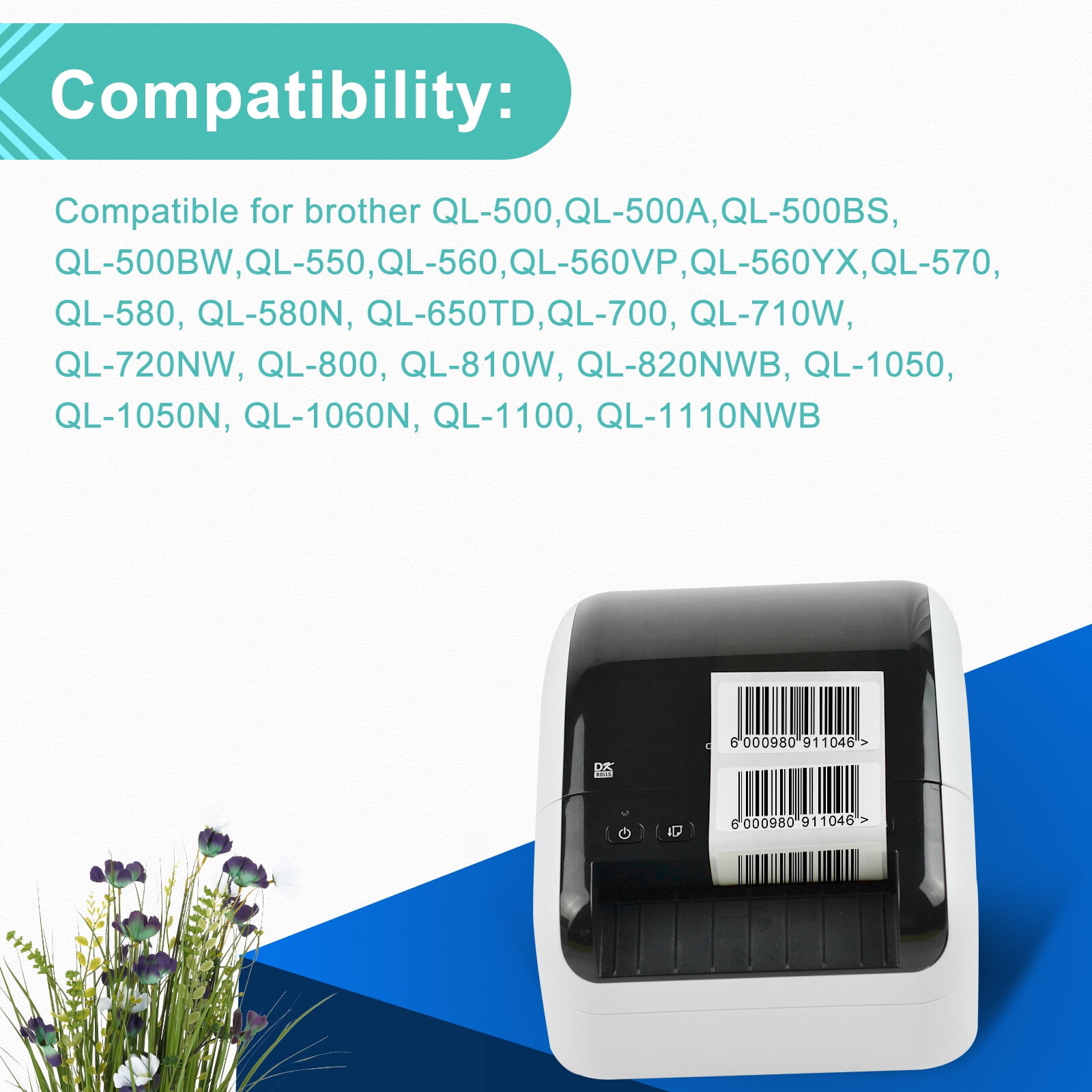 NineLeaf 2 Rolls Compatible for Brother DK-1209 1.1 in x 2.4 in Die-Cut Address & Barcode Labels, 800 Labels Per Roll