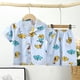 thumbnail image 1 of Pijamas de dibujos animados para niños y niñas, camisa de manga corta con solapa, Tops con pantalones cortos, conjuntos de ropa de dormir para primavera y verano, 2023, 1 of 4