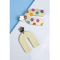 thumbnail image 6 of 2 INCHES FLOWER PRINT U SHAPED WOOD POST EARINGS, 6 of 12