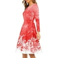thumbnail image 2 of FKELYI Xmas Music Red Women Dress Size S Stretchy Women Dress Long Sleeve Party Lightweight Christmas Snowflake Swing Dress,Christmas Gift, 2 of 4