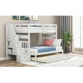 thumbnail image 3 of White Twin/Twin-Full Bunk Bed w/ Twin Trundle &amp; Storage, Pine Wood, Safe Staircase Design, Ideal for Bedroom, Space-Saving, Versatile, 3 of 23