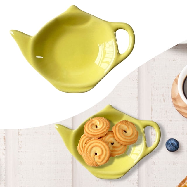 Teapot Shaped Tea Bag Holder Creative Ceramic Teabag Caddy Dish for Tea Time Organization Countertop Table Use Elegant Kitchen Tea Accessory,tea accessories,Yellow,1PC