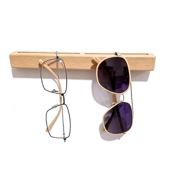 Wall Mounted Sunglasses Organizer Wooden Eyeglass Holder 7.87in Genuine Wood Display Rack No Drill Multi Eyewear Storage Hanger for Home Decor