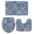 Blue Floral Pattern Bathroom Rugs Set Yellow Flower Vintage Farm Plant ...