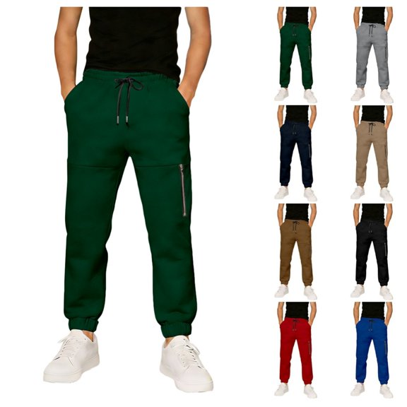 Quotay Loose Pants Boys Casual Jogger with Zipper Ankle Loose Fit Sports Sweatpants for Kids Comfortable Playwear Kids Sweatpants Dark Green,5-6 Years