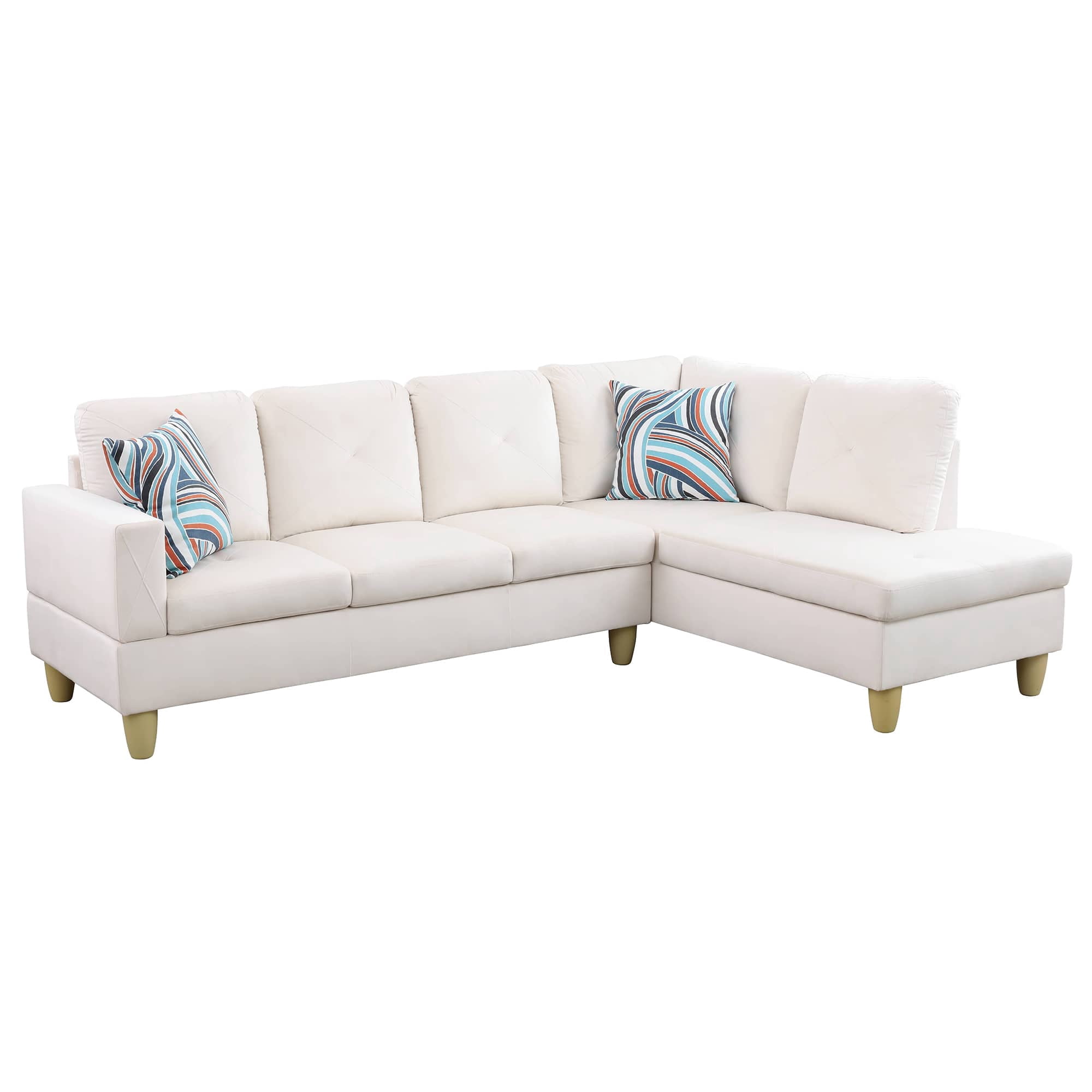 MAYEERTY 66.5" White Microfiber 3-Piece Living Room Sofa Set