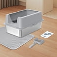 thumbnail image 3 of Anyask Stainless Steel Cat Litter Box with  Filter Pedal&2-Layer Sifting Mat&Scooper, 20L Extra Large Metal Litter Pan with Lid&High Wall Sides Enclosure for Small/Big/Multi Cats,Light Grey, 3 of 12