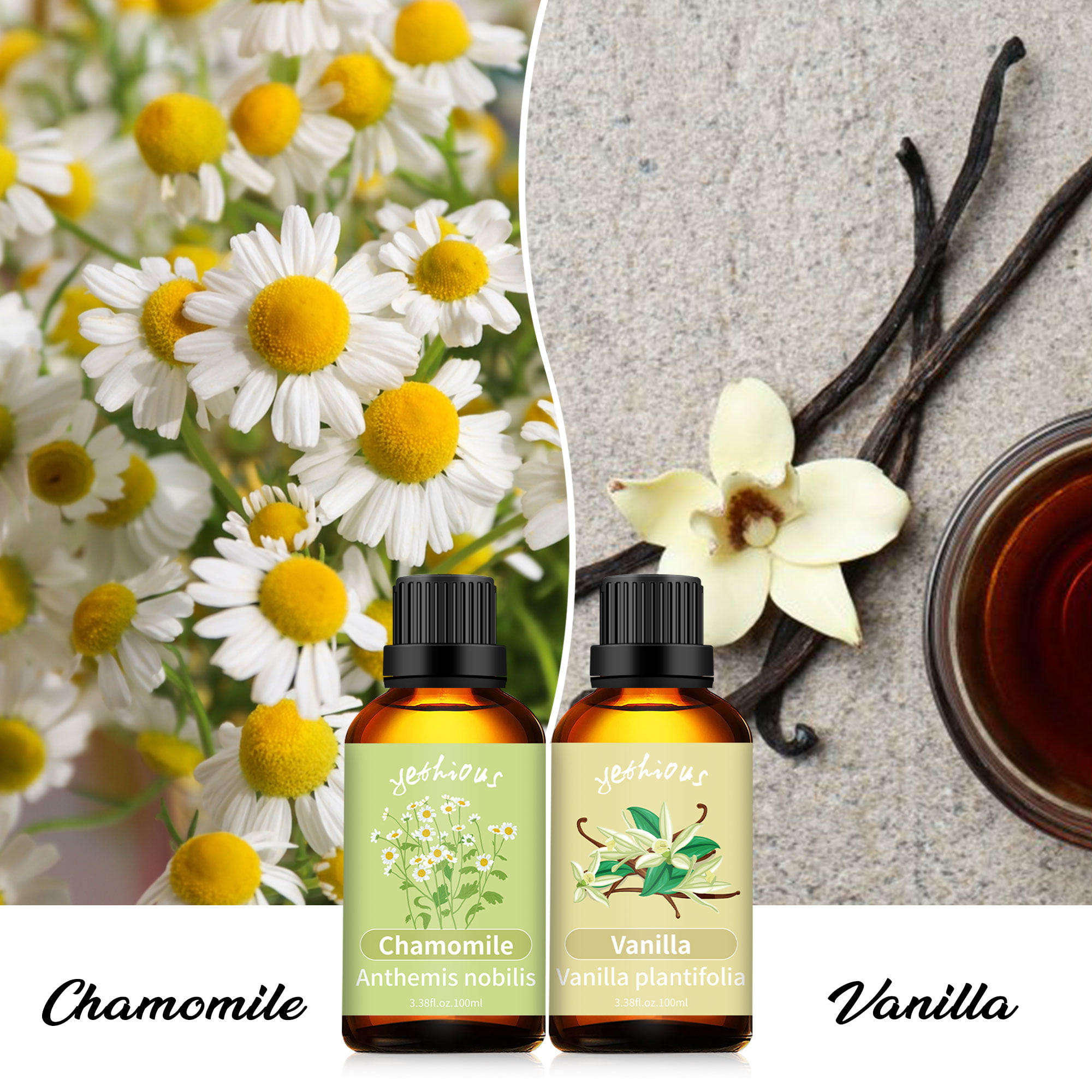 Vanilla Oil Essential and Chamomile Essential Oil by BURIBURI, 100% Pure  Chamomile Oil, Undiluted, Natural, Organic Vanilla Aromatherapy Essential
