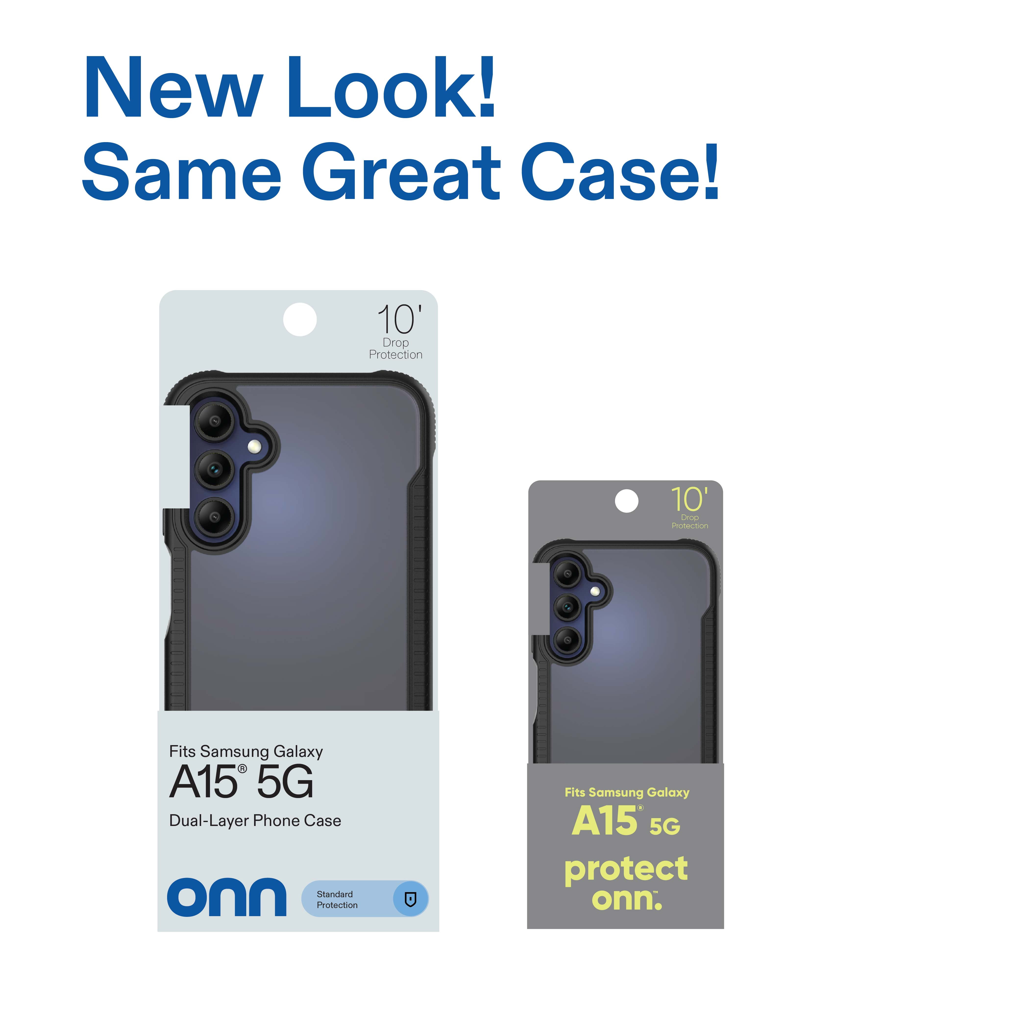 onn Dual-Layer Phone Case for Samsung Galaxy A15 5G - Black/Clear
