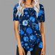 thumbnail image 2 of Blusas de Manga Corta para las Mujeres Botón Impreso Cuello Redondo Top Casual, Blusas para las Mujeres Casual, 2 of 5
