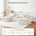 thumbnail image 5 of HipyMo 134" Modular Sectional Sofa, U Shaped Couch Set with 2 Ottoman, Deep Seat Chenille Modern Cloud Sofa, No Assembly Required, White, 5 of 9