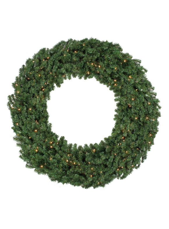 Northlight Pre-Lit Commercial Size Canadian Pine Christmas Wreath, 8ft, Clear Lights