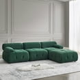thumbnail image 2 of Aukfa 93" Sectional Sofa, Living Room Modular Couch with Ottoman, Pillow Top Arms, Velvet, Green, 2 of 9