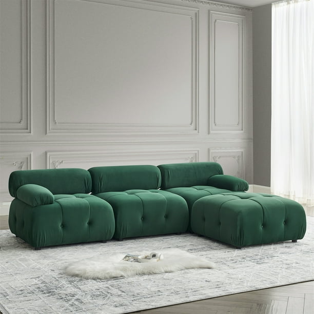 Aukfa Overstuffed Living Room Sectional Sofa, Button Tufted, Oversized