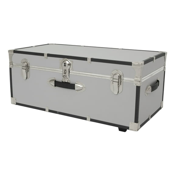 Seward Trunk 30 in Trunk with Wheels and Lock Wood Construction, Gray