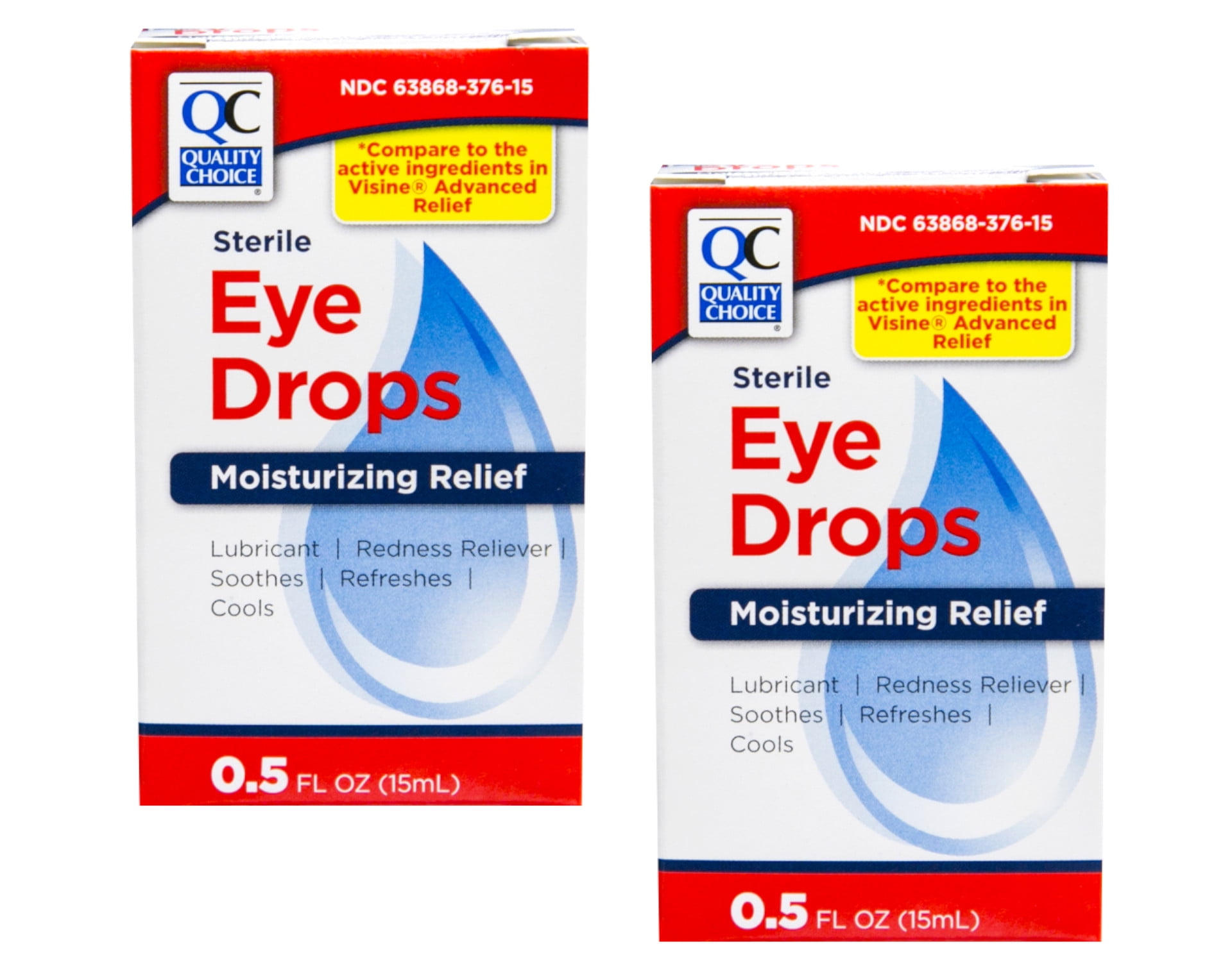 2 Pack Quality Choice Moisturizing Redness Reliever Eye Drops 0.5oz Each