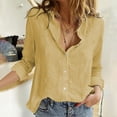 thumbnail image 1 of KOKOI Blouses à Manches Retroussables et Col en V pour Femmes (P-3TG, Jaune), 1 of 6