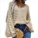 thumbnail image 1 of Suéter Holgado de Cuello Redondo, Larga, Hombros Descubiertos, Tejido Liso, para Mujer, para Otoño. Albaricoque Amarillo L, 1 of 7