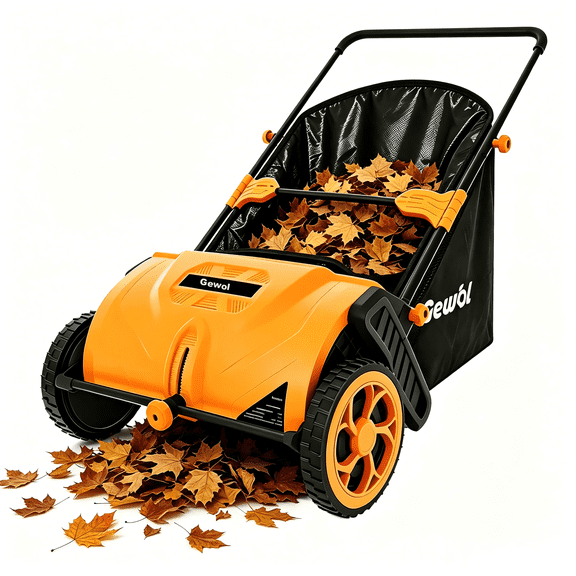 Gewol 21-Inch Manual Push Lawn Sweeper, 3.5 Cu. Ft. Collection Bag, Adjustable Height for Yard Cleanup, Leaves, Grass Clippings, and Lawn Debris