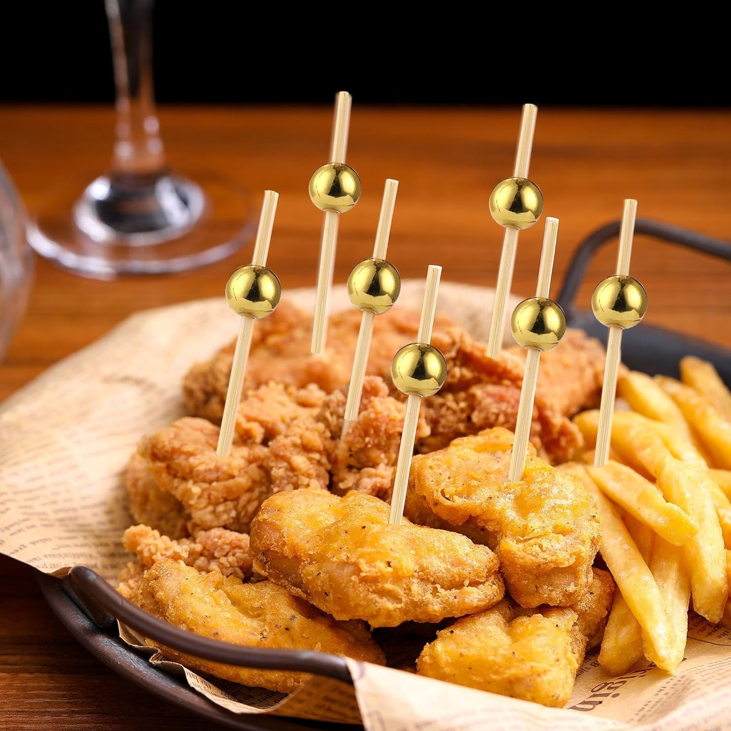 50 Pcs Charcuterie Cups with Skewers, 12 Oz Paper Snack Appetizer Cocktail Picks, French Fry Holder Brown Kraft , Disposable Popcorn Boxes Cones, Party Board Favor(50 ConeCups + 200 Sticks)