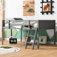 thumbnail image 2 of Gray full size wood low loft bed with convertible ladder no box spring needed for simple bedroom setup, 2 of 2
