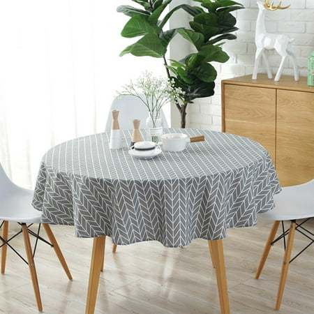 

Round Tablecloth 47 /59 Washable Table Cloth Decorative Table Cover for Indoor and Outdoor Holiday Home Christmas Party Picnic Dining Room (Gray/Yellow)