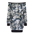 thumbnail image 4 of Pompotops Robe Décontractée pour Femmes Imprimée une Épaule Manches Longues Épaules Dénudées Lacée Dos Nu Robe Ligne A, 4 of 8