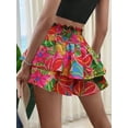 thumbnail image 4 of Women'S High Waist Ruffle Mini Shorts Cute Tiered Short Shorts with Shorts Underneath Red XL, 4 of 7