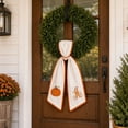 thumbnail image 3 of Clearance Gunhay Fall Pumpkin Monogram Wreath Sash, 50" Halloween Pumpkin Wreath Sash Fall Thanksgiving Bow Farmhouse Ribbon, Soft Cotton Feel Fabric Raised Embroidery Scalloped Trim Fall Seasonal, A, 3 of 6
