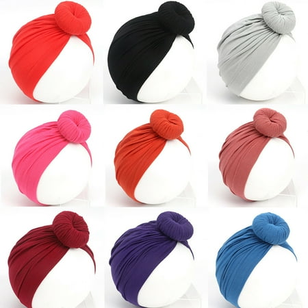 

Kids Baby Girls Turban Bow Knot Head Wrap Bunny Rabbit Ear Hat Cotton Cap