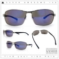 thumbnail image 2 of Mens 90s Rectangular Metal Rim Sport Wrap Arm Sunglasses Silver - Blue Mirror, 2 of 8