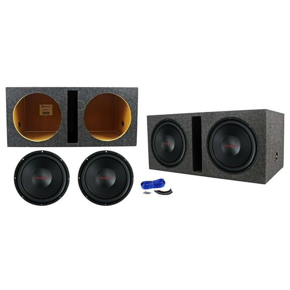 (2) Crunch CRW12D4 12" 800 Watt Car Audio Subwoofers Vented Sub Box Enclosure