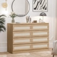 thumbnail image 3 of Commode Double à 8 Tiroirs pour Chambre, Commode en Rotin, Commode Moderne en Bois, Table de Chevet pour Garde-Robe, Chambre de Bébé, Salon et Entrée, 3 of 6