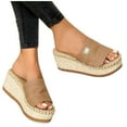 thumbnail image 1 of Sandales Compensées à Plateforme Espadrilles à Enfiler Mules Sandale pour Femmes Bohème Bout Ouvert Été Plage Extérieur Sandales, 1 of 2