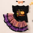 thumbnail image 5 of Toddler Halloween Dress Girl, Girls Halloween Print Tunic Top Skirt Three Piece Outfit With Sleeves Party Dress Casual Beach School Set, Halloween Gifts, 5 of 6