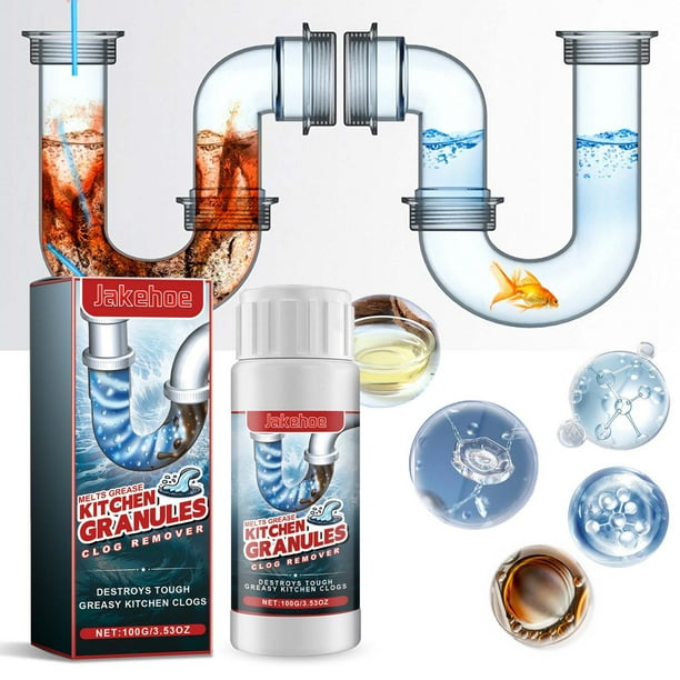 Polvo Desatascador de Desagües, Fuerte Desatascador, Rápida Disolución de Pelos y Grasa, Seguro para Todo Tipo de Tuberías, Multisuperficie, Limpieza Del Hogar y La Cocina, Paquete de 100 G