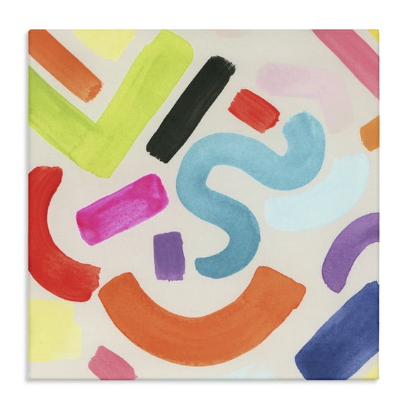 Stupell Industries Retro Squiggle Shapes Abstract Painting Wrapped Canvas Art Print Wall Art, 17 x 17