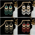 thumbnail image 3 of Yoyauz Long Beaded Tassel Earrings Bohemian Native Tassel Earrings Handmade Seed Beads Tribal Pendant Earrings Bohemian Multicolor Crystal Beaded Tassel Earrings Women's Women, 3 of 6