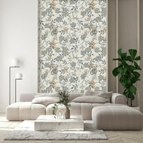 Idea4wall 2pcs Vintage Elegant Floral Tapestry Classic Botanical Pattern Wall Murals, Removable Self-Adhesive Stick Wallpaper Large Wall Stickers for Home Decorative, 48"x108"