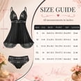 thumbnail image 3 of DAKIMOE Sexy Lingerie for Women Pajamas Set Open Front V Neck Ruffle Sheer Mesh Lace Wireless Babydoll Lingerie Dress with Thong 2 Piece for Valentine's Day, 3 of 11