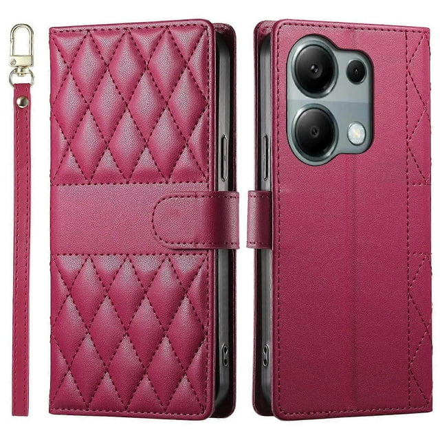 For Xiaomi Redmi Note 13 Pro 4G Poco M6 Pro 4G Case Rhombus Stitching Wallet Stand Leather Phone Cov