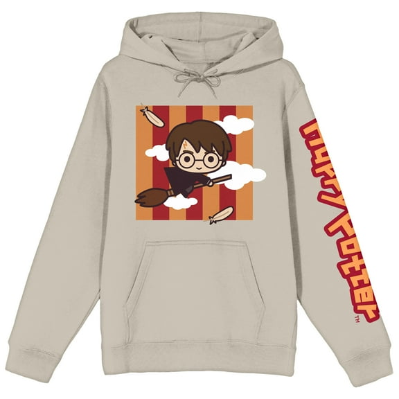 Harry Potter Chibi Harry Adult Natural Graphic Hoodie-Small