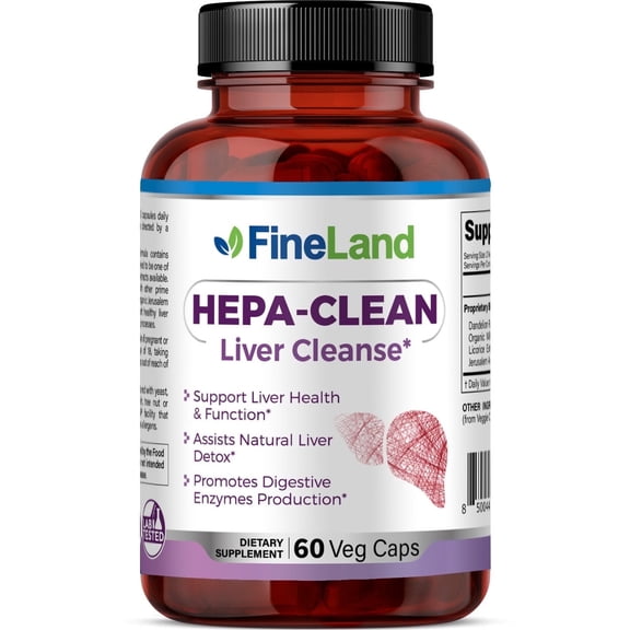Fineland Vitamins HEPA-CLEAN Liver Cleanse Digestive Enzymes 60 Count 60 Veggie Caps