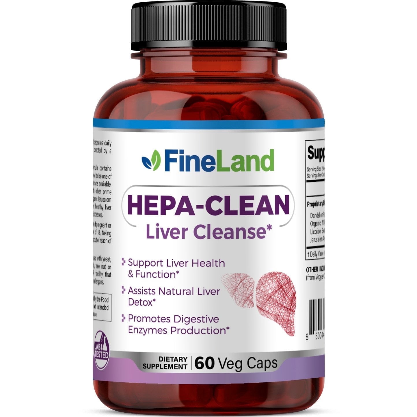 Fineland Vitamins HEPA-CLEAN Liver Cleanse & Digestive Enzymes Supplement, 60 Veggie Caps
