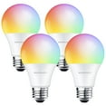Merkury Smart WiFi 60W Color Tunable Bulb, 4 Pack 800 Lumens A19 E26