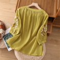 thumbnail image 4 of Womens Summer Tops Vintage Long Sleeve Floral Embroidered Print Fashion T Shirts Crew Neck Vacation Tee 2026, 4 of 9