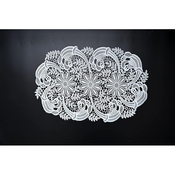 Lace Doily Table Runners Dresser Scarf Embroidered Flowers