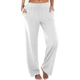 thumbnail image 1 of Pantalones boho palazzo de mujer, cintura alta, pierna ancha, estampado floral, estilo informal de verano con bolsillos, tallas S-XXL, 1 of 5