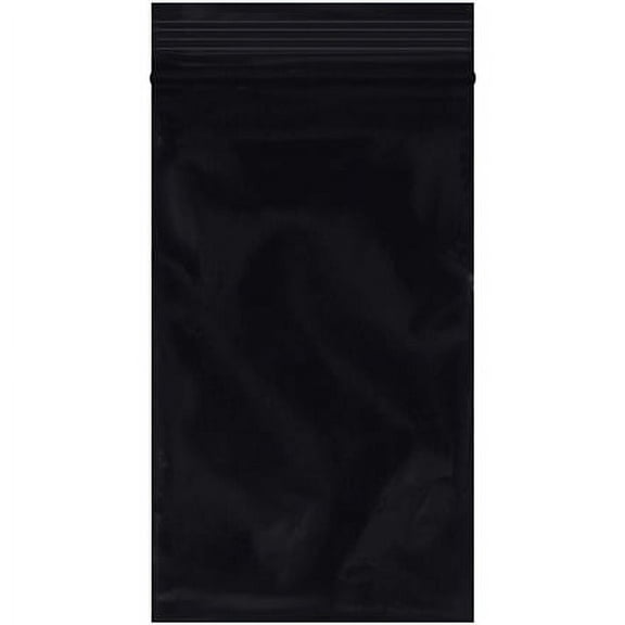3 x 5" Black Reclosable Poly Bag 2 Mil Lock Seal Zip Plastic Baggies 1000/Pack