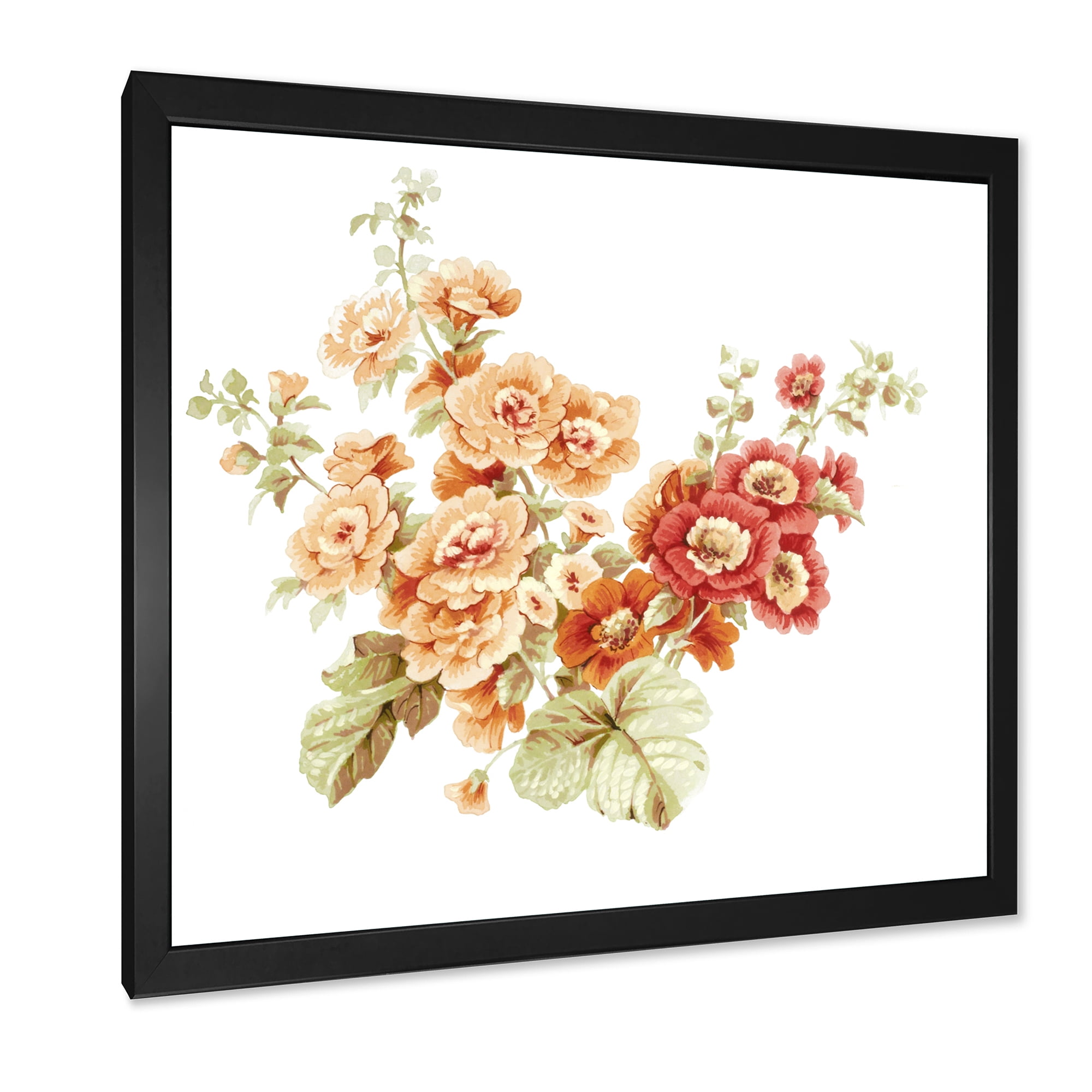 Designart 'Red and Orange Wildflowers' Traditional Framed Art Print